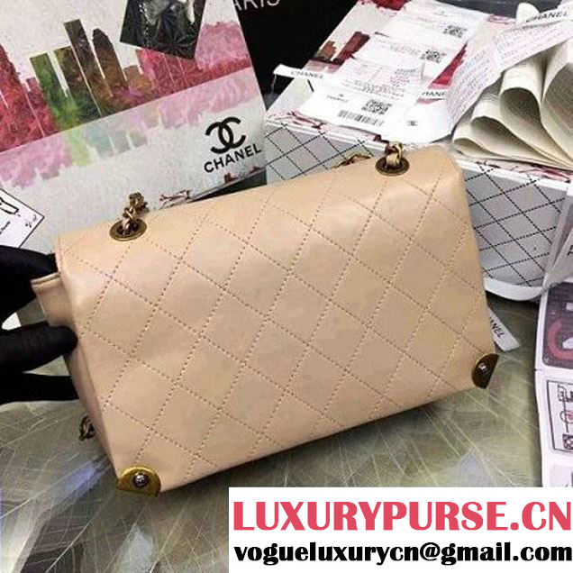 Chanel Calfskin Flap Bag With Metal Corner A93515 Beige F/W 2016 (YUN-6081024 )