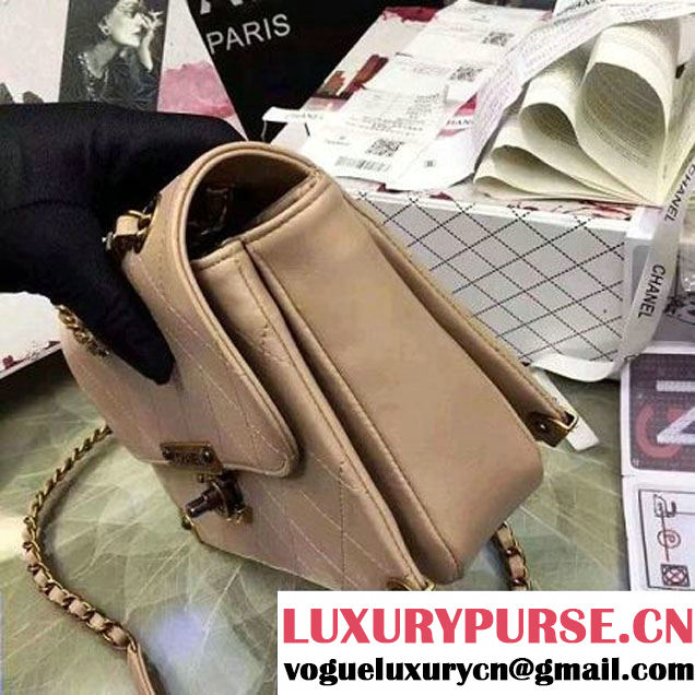 Chanel Calfskin Flap Bag With Metal Corner A93515 Beige F/W 2016 (YUN-6081024 )