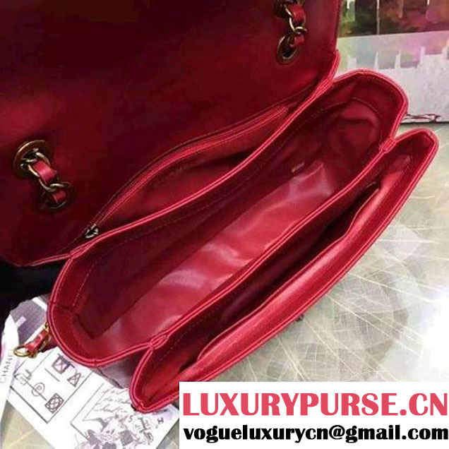 Chanel Calfskin Flap Bag With Metal Corner A93515 Red F/W 2016 (YUN-6082401 )