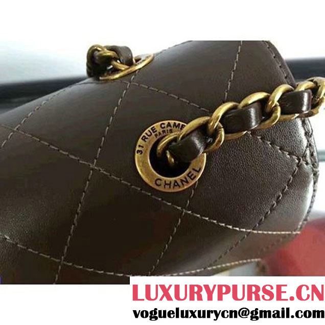 Chanel Calfskin Flap Bag With Metal Corner A93515 Chocolate F/W 2016 (2B038-6082402 )