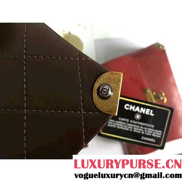 Chanel Calfskin Flap Bag With Metal Corner A93515 Chocolate F/W 2016 (2B038-6082402 )