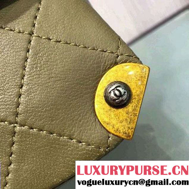 Chanel Calfskin Flap Bag With Metal Corner A93515 Green F/W 2016 (2A143-6082403 )