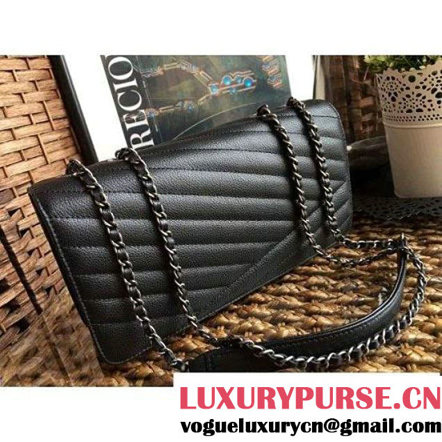 Chanel Goatskin Flap Bag A93428 Black F/W 2016 (1A086-6082408 )