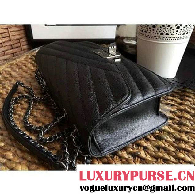 Chanel Goatskin Flap Bag A93428 Black F/W 2016 (1A086-6082408 )