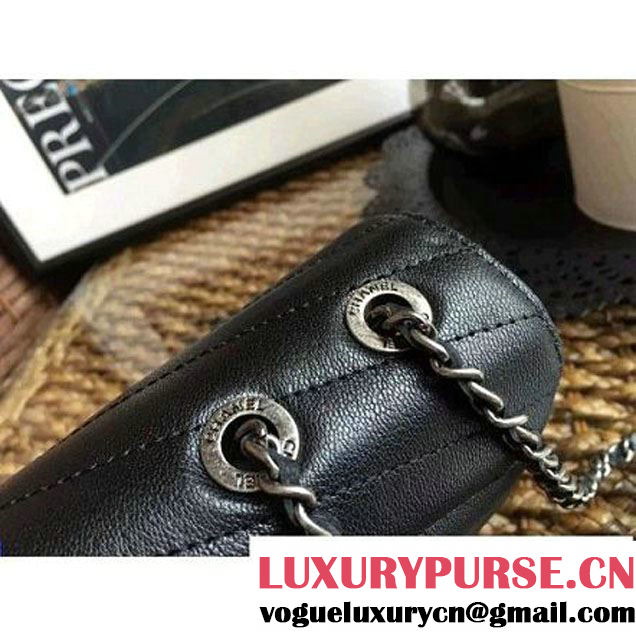 Chanel Goatskin Flap Bag A93428 Black/Navy Blue F/W 2016 (1A086-6082407 )