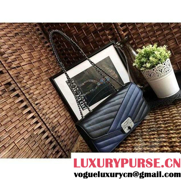 Chanel Goatskin Flap Bag A93428 Black/Navy Blue F/W 2016 (1A086-6082407 )
