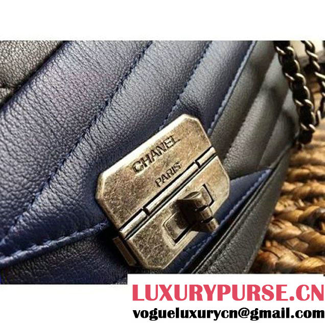 Chanel Goatskin Flap Bag A93428 Black/Navy Blue F/W 2016 (1A086-6082407 )