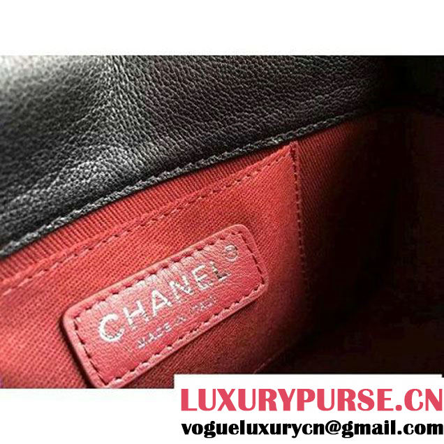 Chanel Goatskin & Ruthenium Metal Small Flap Bag Black F/W 2016 (1A086-6082409 )