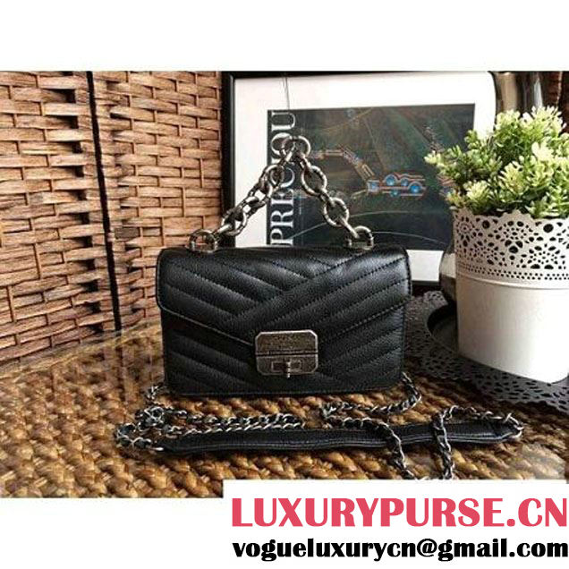 Chanel Goatskin & Ruthenium Metal Small Flap Bag Black F/W 2016 (1A086-6082409 )