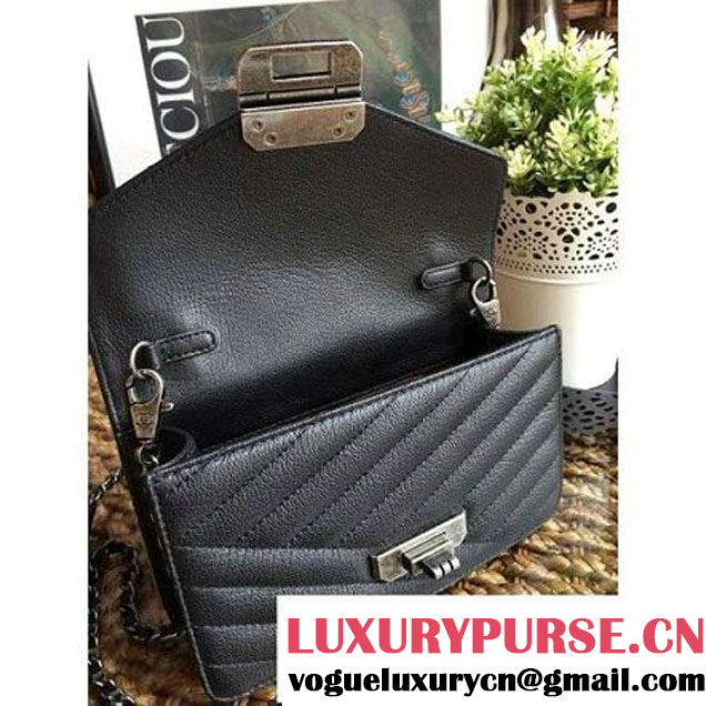 Chanel Goatskin & Ruthenium Metal Small Flap Bag Black F/W 2016 (1A086-6082409 )