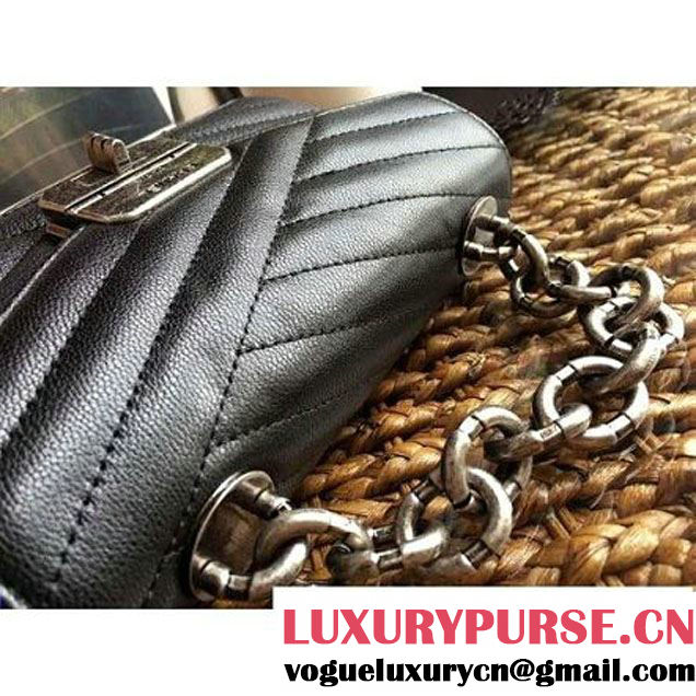 Chanel Goatskin & Ruthenium Metal Small Flap Bag Black F/W 2016 (1A086-6082409 )