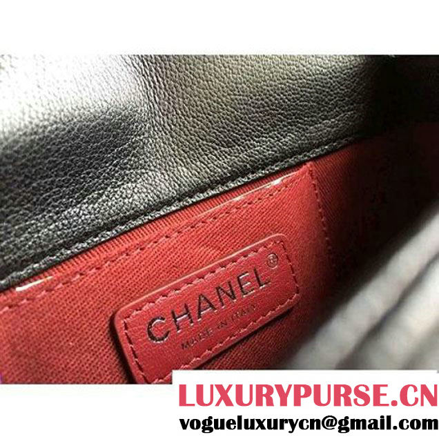 Chanel Goatskin & Ruthenium Metal Small Flap Bag Black/Navy Blue F/W 2016 (1A086-6082410 )