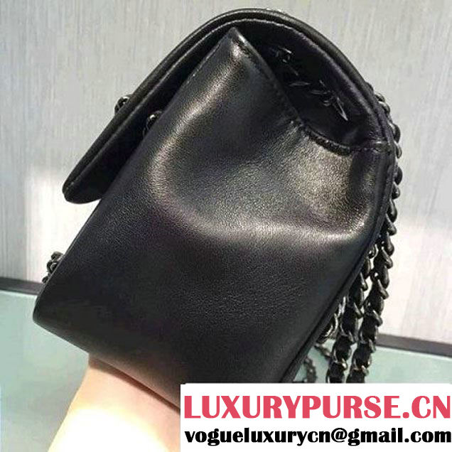 Chanel Metallic Lambskin Chevron Chain Flap Bag A94467 Black 2016 (2A143-6082417 )