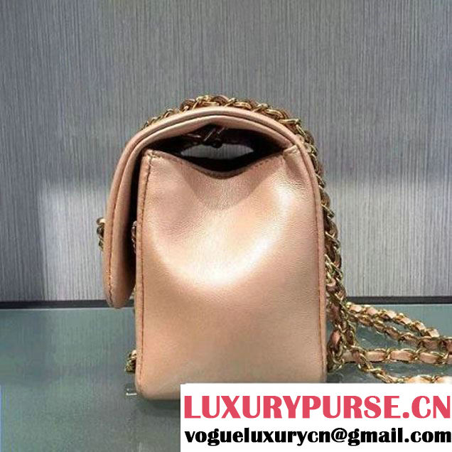 Chanel Metallic Lambskin Chevron Chain Flap Bag A94467 Pink 2016 (2A143-6082418 )