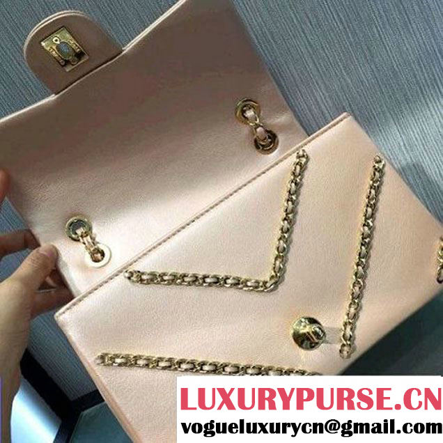 Chanel Metallic Lambskin Chevron Chain Flap Bag A94467 Pink 2016 (2A143-6082418 )