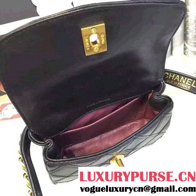 Chanel Calfskin Flap Waist Bag Black 2016 (YUN-6082435 )