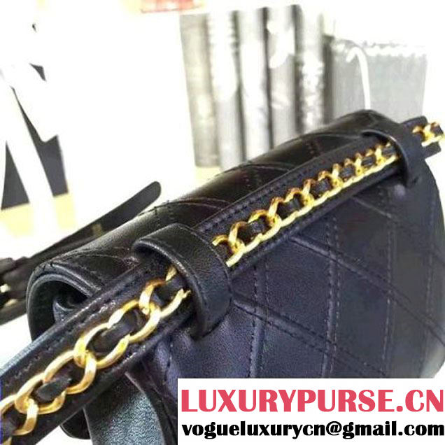 Chanel Calfskin Flap Waist Bag Black 2016 (YUN-6082435 )