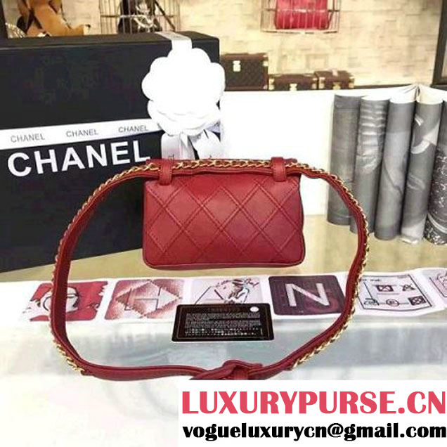 Chanel Calfskin Flap Waist Bag Red 2016 (YUN-6082436 )