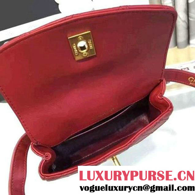 Chanel Calfskin Flap Waist Bag Red 2016 (YUN-6082436 )