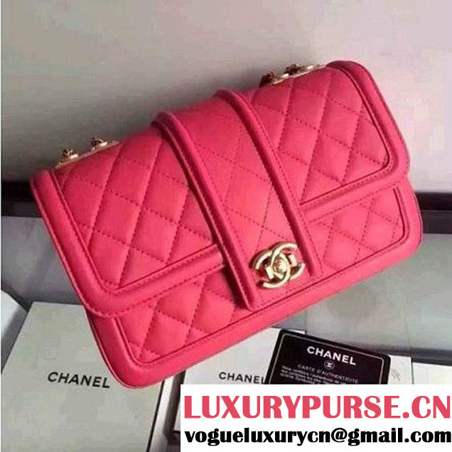 Chanel Quilted/Light Gold Metal Calfskin Small Elegant CC Flap Bag A91365 Rosy 2016 (YUN-6090901 )