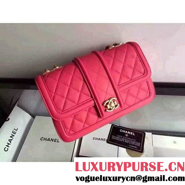 Chanel Quilted/Light Gold Metal Calfskin Small Elegant CC Flap Bag A91365 Rosy 2016 (YUN-6090901 )