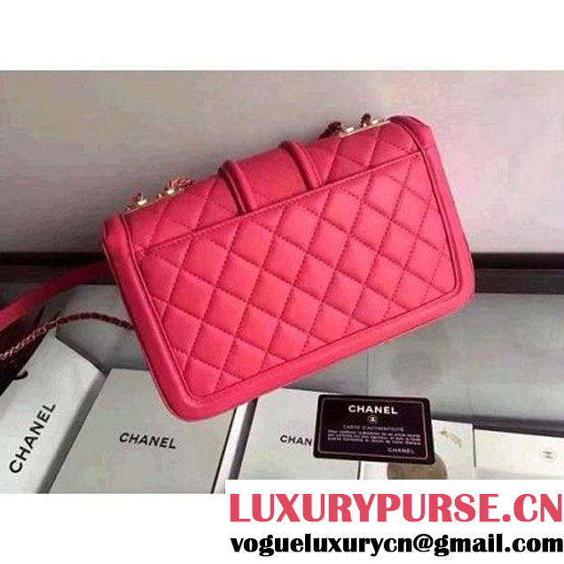 Chanel Quilted/Light Gold Metal Calfskin Small Elegant CC Flap Bag A91365 Rosy 2016 (YUN-6090901 )