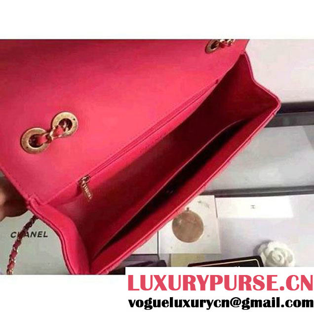 Chanel Quilted/Light Gold Metal Calfskin Small Elegant CC Flap Bag A91365 Rosy 2016 (YUN-6090901 )