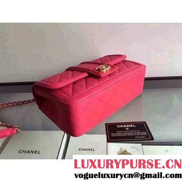 Chanel Quilted/Light Gold Metal Calfskin Small Elegant CC Flap Bag A91365 Rosy 2016 (YUN-6090901 )