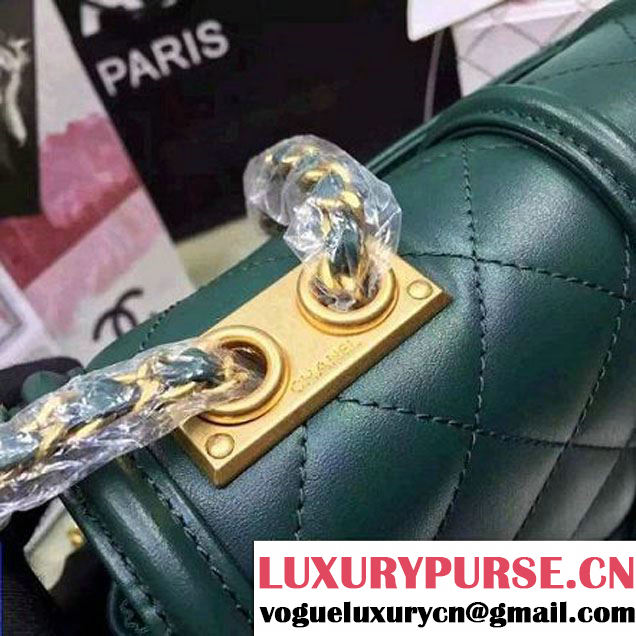 Chanel Quilted/Light Gold Metal Calfskin Small Elegant CC Flap Bag A91365 Green 2016 (YUN-6090902 )