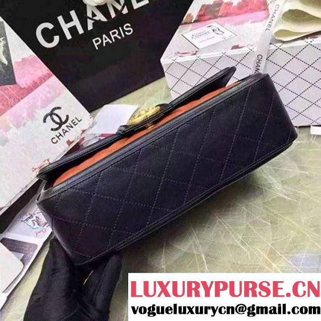 Chanel Quilted/Light Gold Metal Calfskin Small Elegant CC Flap Bag A91365 Kahki/Black 2016 (YUN-6090905 )