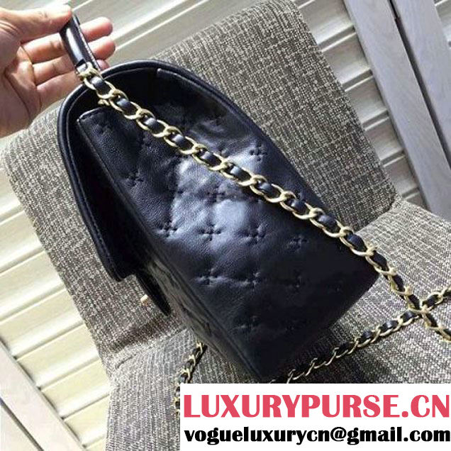 Chanel Large Stitches Lambskin Top Handle Bag Black France 2016 (KN-6090906 )