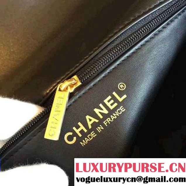 Chanel Large Stitches Lambskin Top Handle Bag Black France 2016 (KN-6090906 )