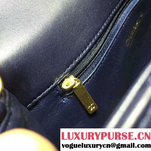 Chanel Large Stitches Lambskin Top Handle Bag Blue France 2016 (KN-6090907 )