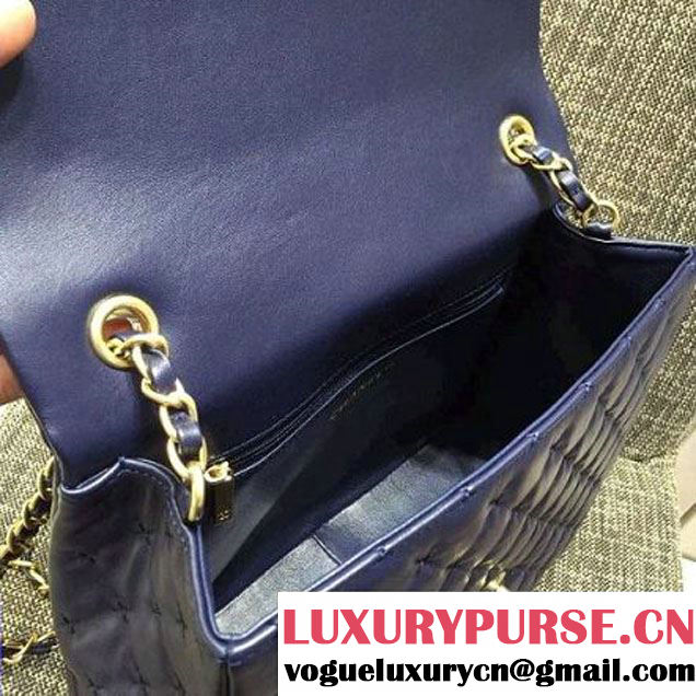 Chanel Large Stitches Lambskin Top Handle Bag Blue France 2016 (KN-6090907 )