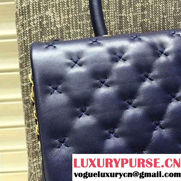 Chanel Large Stitches Lambskin Top Handle Bag Blue France 2016 (KN-6090907 )