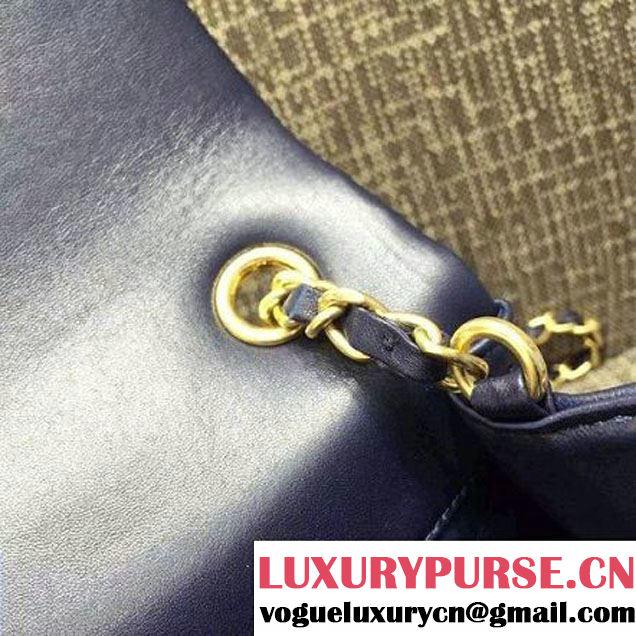 Chanel Large Stitches Lambskin Top Handle Bag Blue France 2016 (KN-6090907 )