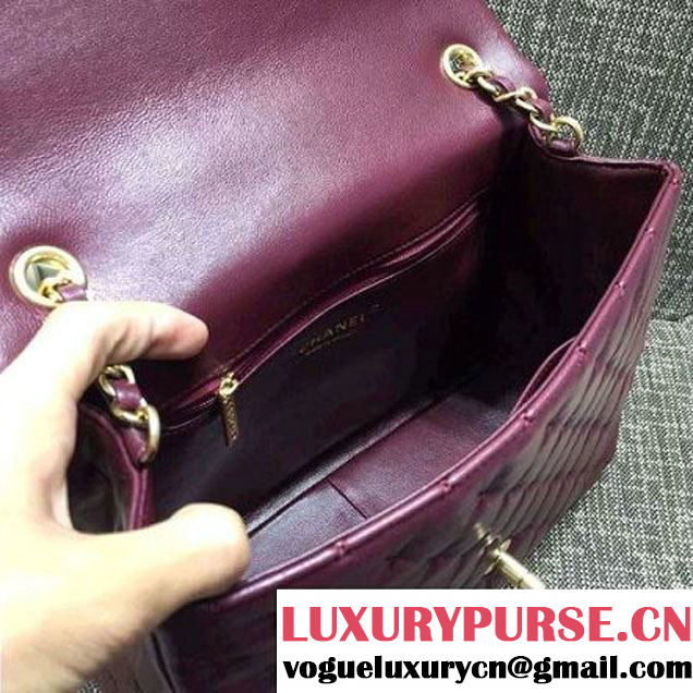 Chanel Large Stitches Lambskin Top Handle Bag Burgundy  France 2016 (KN-6090908 )