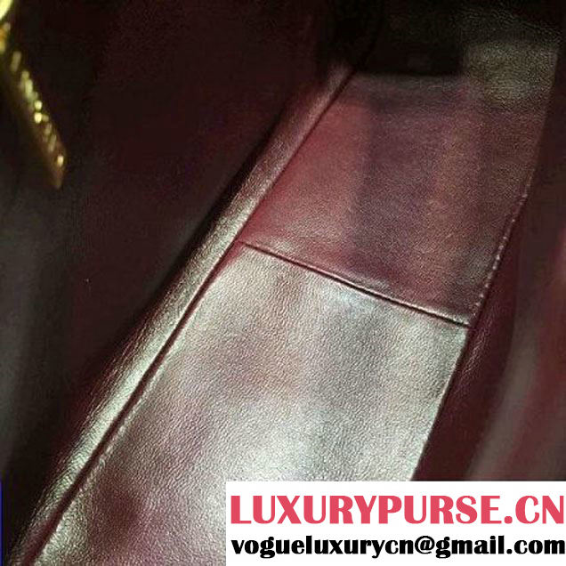Chanel Large Stitches Lambskin Top Handle Bag Burgundy  France 2016 (KN-6090908 )