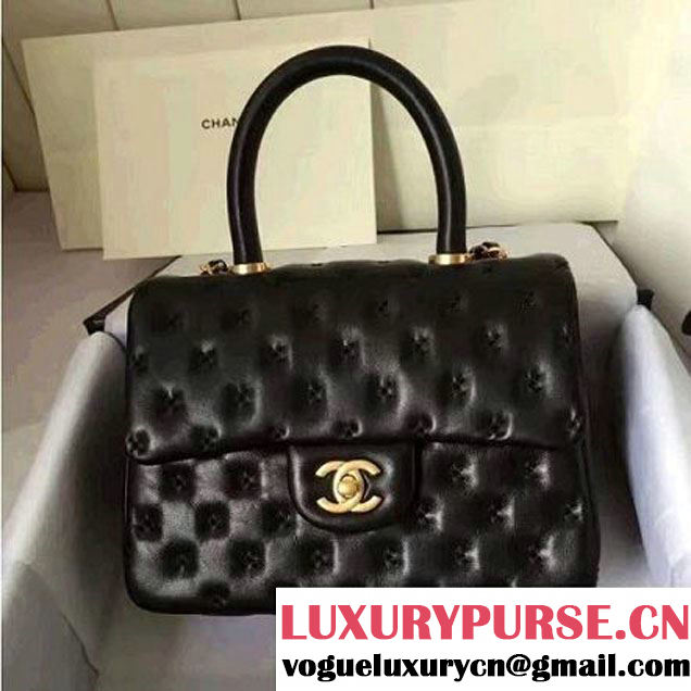 Chanel Small Stitches Lambskin Top Handle Bag Black France 2016 (KN-6090909 )