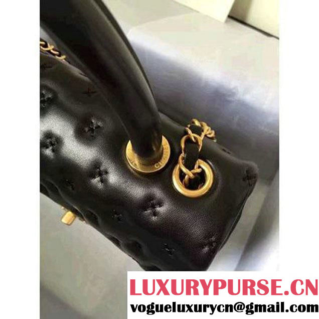 Chanel Small Stitches Lambskin Top Handle Bag Black France 2016 (KN-6090909 )