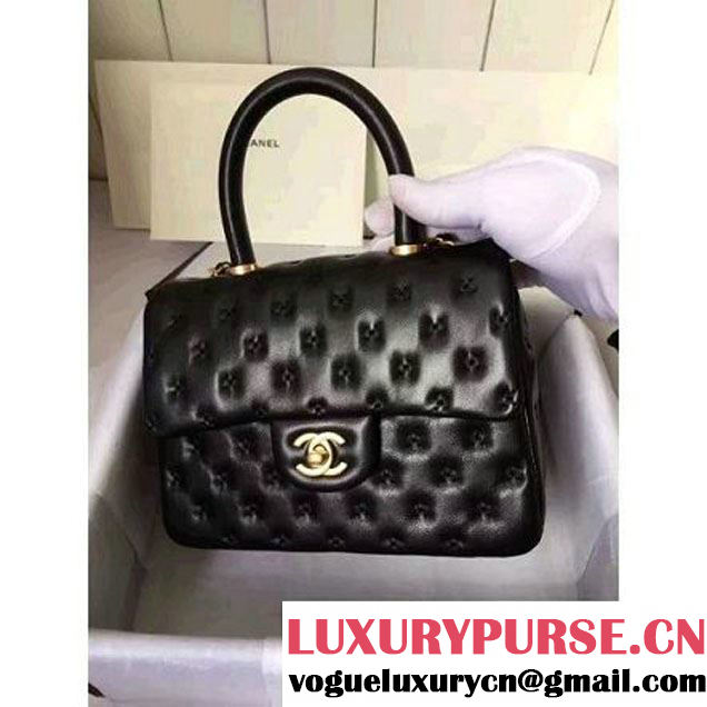 Chanel Small Stitches Lambskin Top Handle Bag Black France 2016 (KN-6090909 )