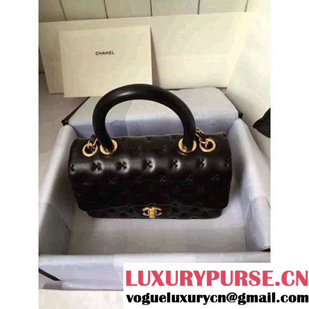 Chanel Small Stitches Lambskin Top Handle Bag Black France 2016 (KN-6090909 )