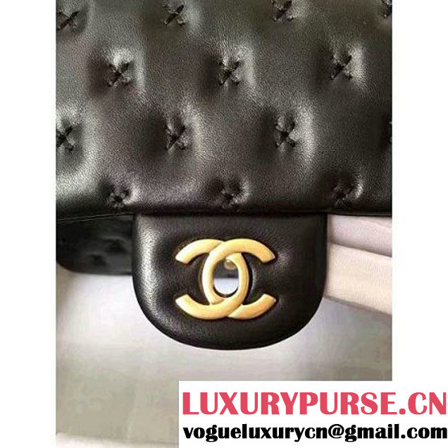 Chanel Small Stitches Lambskin Top Handle Bag Black France 2016 (KN-6090909 )