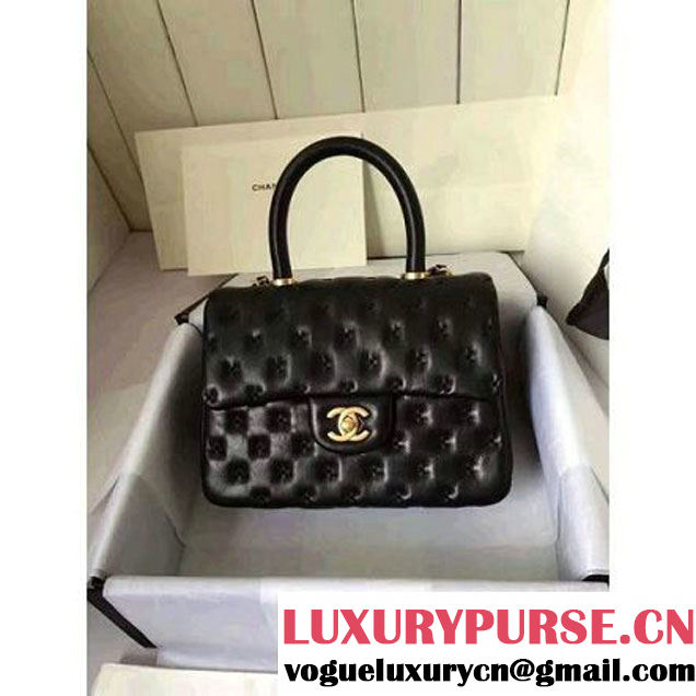 Chanel Small Stitches Lambskin Top Handle Bag Black France 2016 (KN-6090909 )