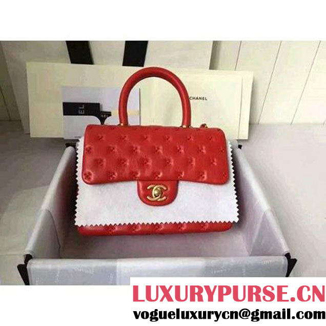 Chanel Small Stitches Lambskin Top Handle Bag Red France 2016 (KN-6090910 )