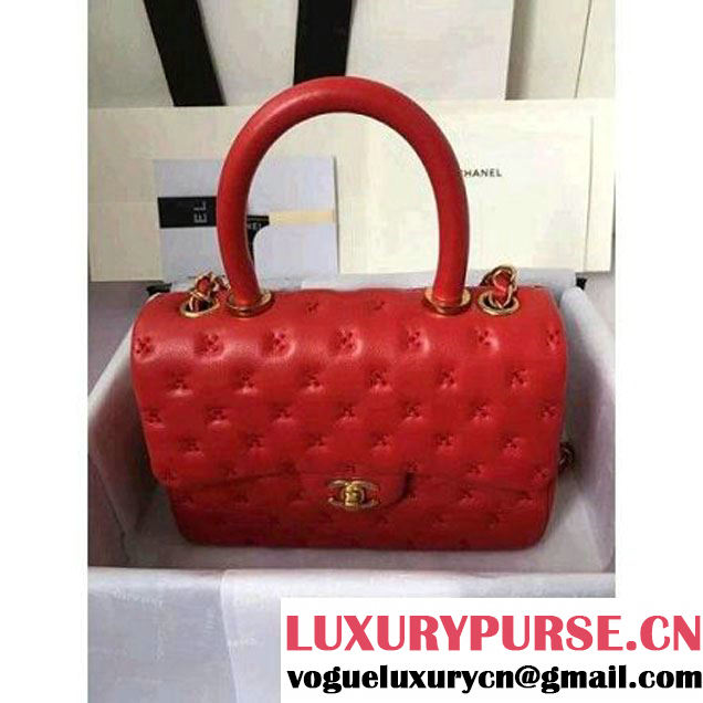 Chanel Small Stitches Lambskin Top Handle Bag Red France 2016 (KN-6090910 )