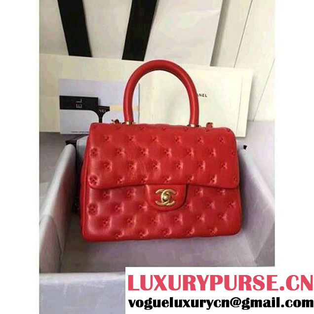 Chanel Small Stitches Lambskin Top Handle Bag Red France 2016 (KN-6090910 )