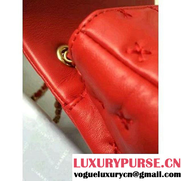 Chanel Small Stitches Lambskin Top Handle Bag Red France 2016 (KN-6090910 )