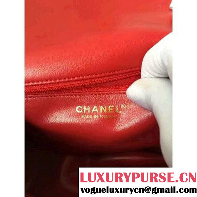 Chanel Small Stitches Lambskin Top Handle Bag Red France 2016 (KN-6090910 )