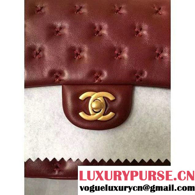 Chanel Small Stitches Lambskin Top Handle Bag Burgundy France 2016 (KN-6090911 )